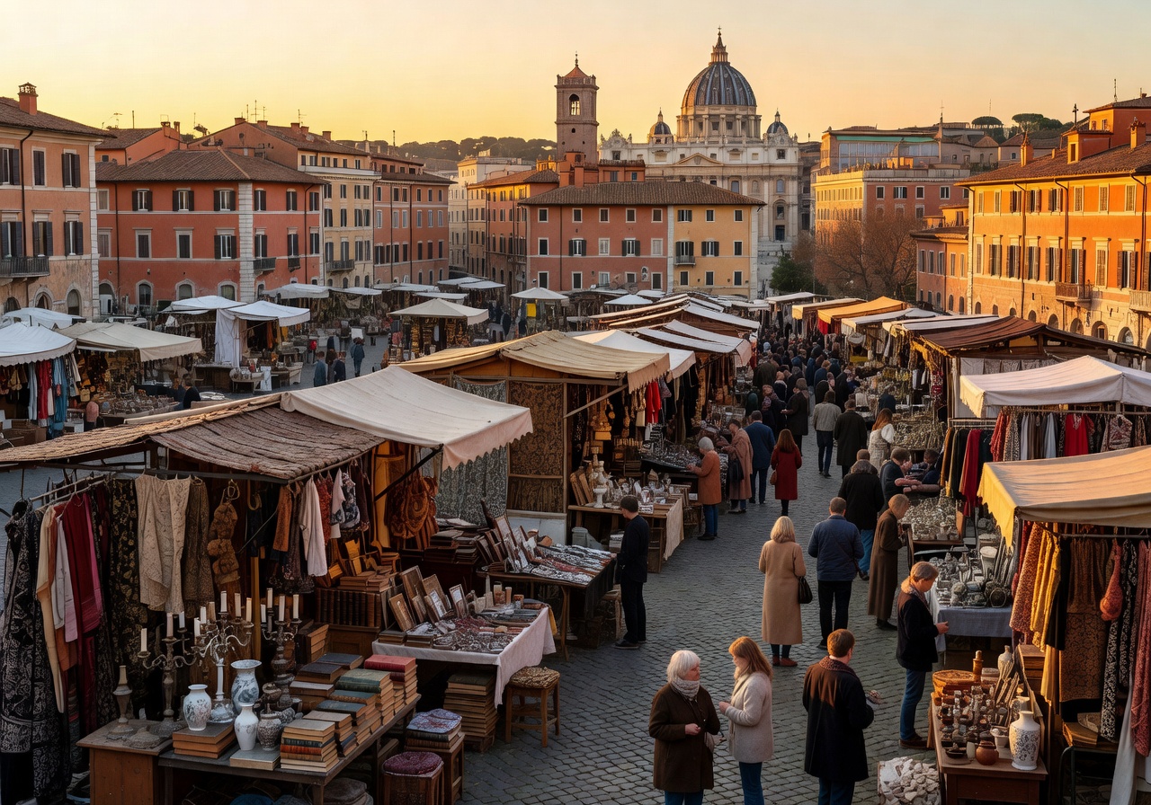 Roma skyline e mercati vintage