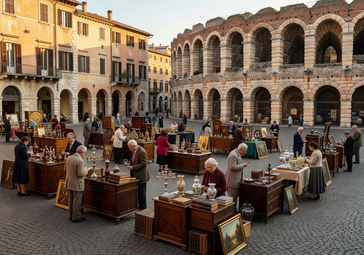 Verona Piazza Bra antiquariato